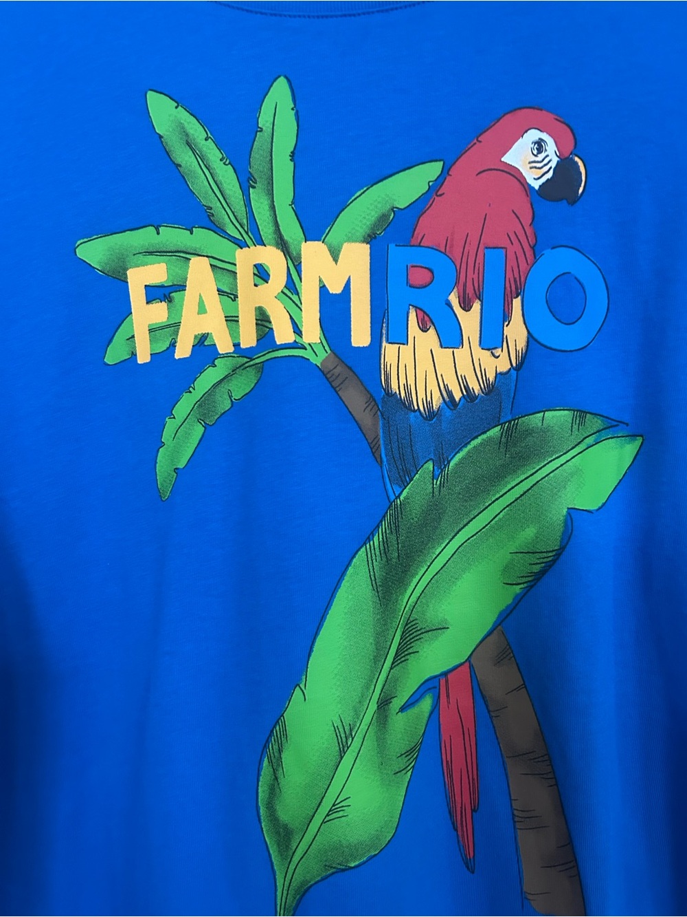 FARM Rio Bright Blue Parrot Graphic Tee NWT - Picture 4 of 6